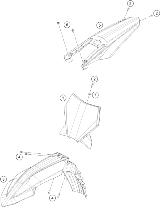 Sprängskiss: Mask, Fenders – KTM 250 SX 2026