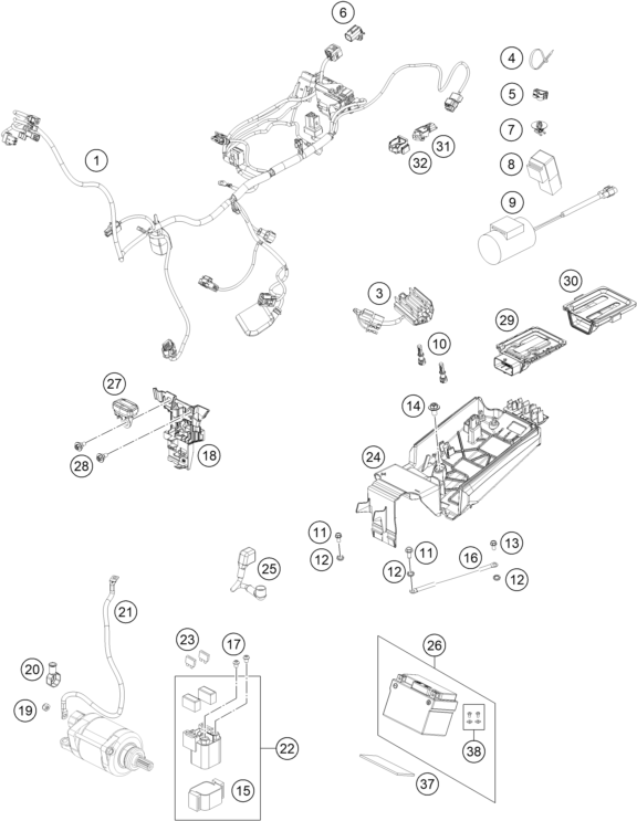 Sprängskiss: Wiring Harness – KTM 250 XC 2023