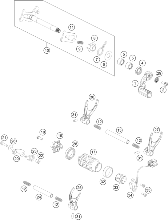 Sprängskiss: Shifting Mechanism – KTM 450 XCF-W 2023