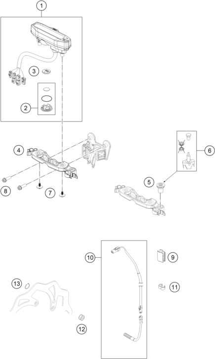 Sprängskiss: Instruments / Lock System – KTM 450 XCF-W 2023