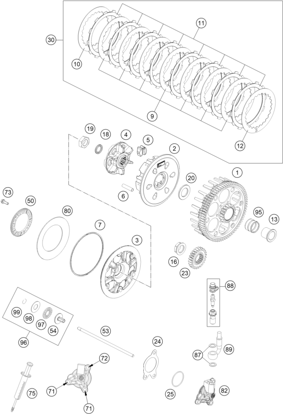 Sprängskiss: Clutch – KTM 250 EXC-F SIX DAYS 2023