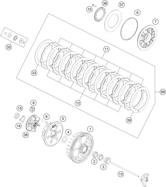 Sprängskiss: Clutch – KTM 450 XCF-W 2023