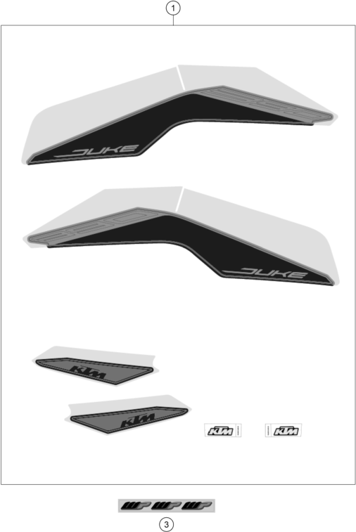 Sprängskiss: Decal – KTM 390 DUKE, grey - CKD 2023