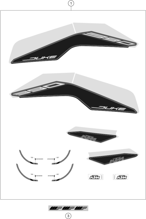 Sprängskiss: Decal – KTM 390 DUKE, black 2023