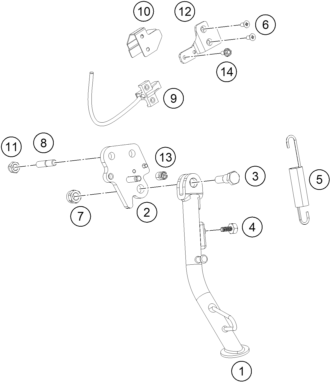 Sprängskiss: Side / Center Stand – KTM 200 DUKE, grey, ABS-CKD