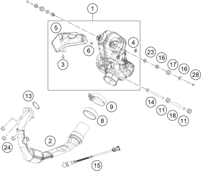 Sprängskiss: Exhaust System – KTM 200 DUKE, blue, ABS-CKD 2026