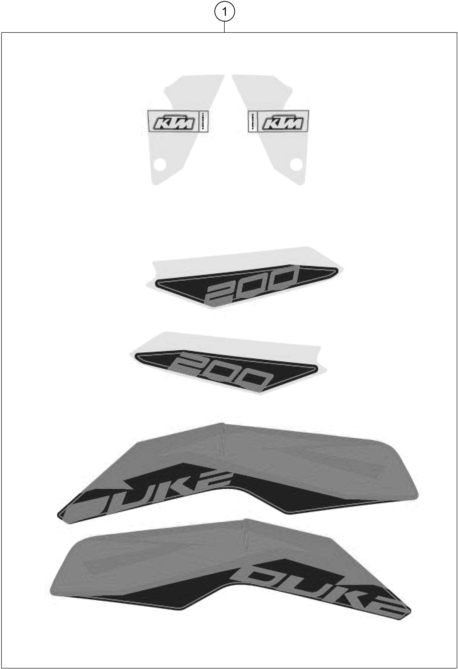 Sprängskiss: Decal – KTM 200 DUKE, orange, w/o ABS - CKD 2023