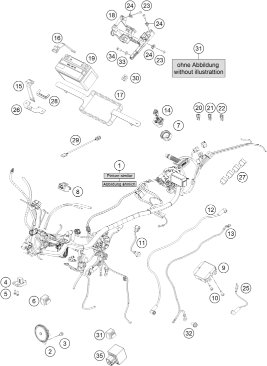 Sprängskiss: Wiring Harness – KTM 200 DUKE, blue, w/o ABS - B.D. 2026