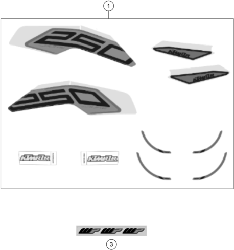 Sprängskiss: Decal – KTM 250 DUKE, black 2 2023