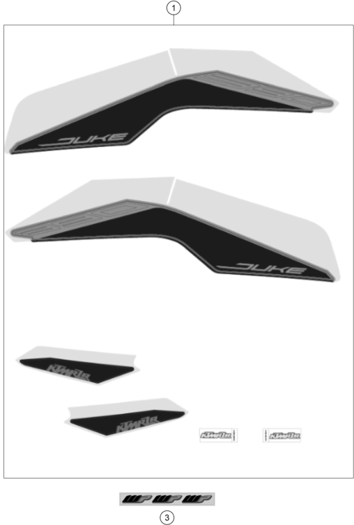 Sprängskiss: Decal – KTM KTMR2R 390 DUKE, grey, w/o DRL 2023