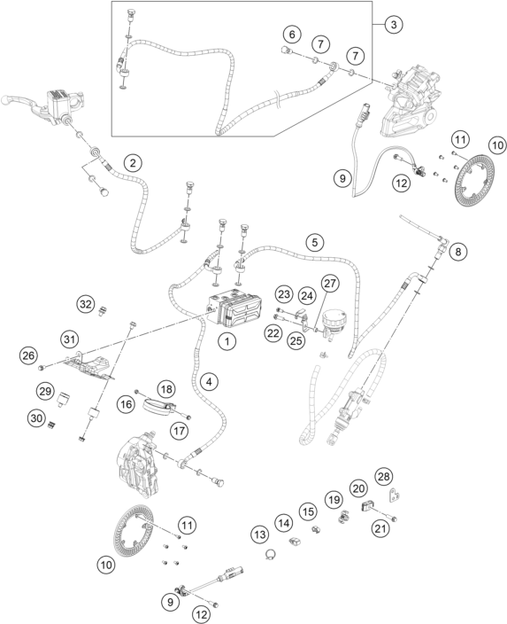 Sprängskiss: Abs – KTM RC 125, white - B.D. 2023