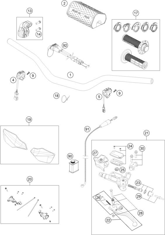 Sprängskiss: Handlebar, Controls – KTM 250 SX 2026