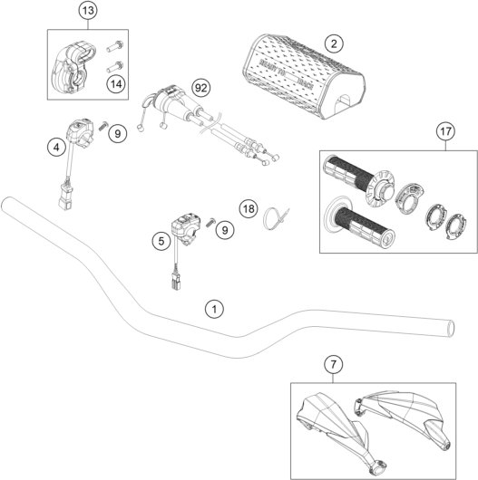 Sprängskiss: Handlebar, Controls – KTM 450 SMR 2026