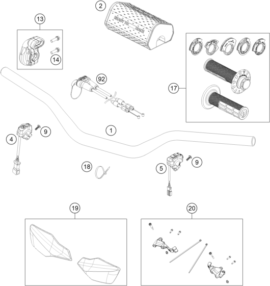 Sprängskiss: Handlebar, Controls – KTM 250 XC-F 2026