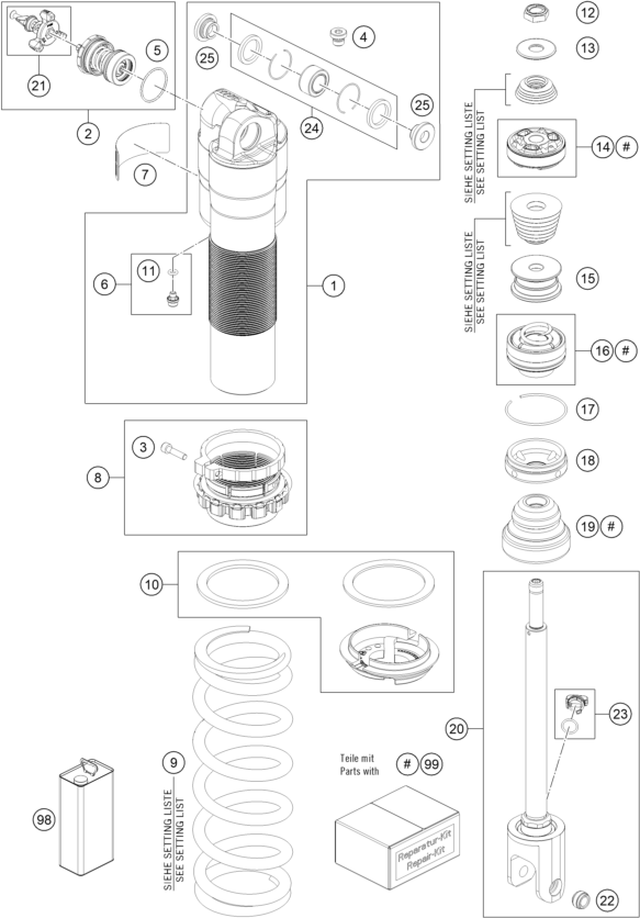 Sprängskiss: Shock Absorber Disassembled – KTM 450 SMR 2026