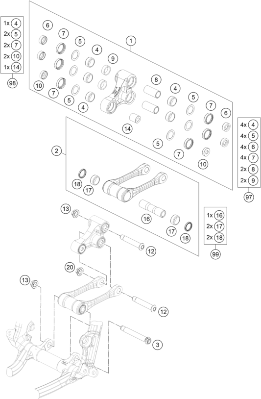 Sprängskiss: Pro Lever Linking – KTM 450 SMR 2023