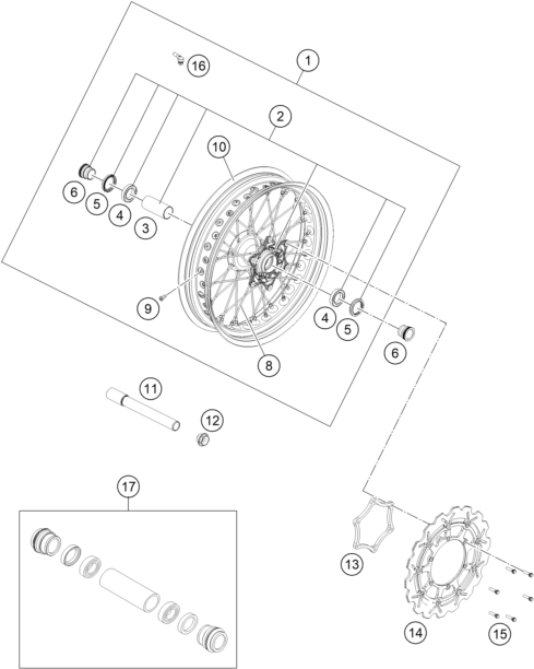 Sprängskiss: Front Wheel – KTM 450 SMR 2026