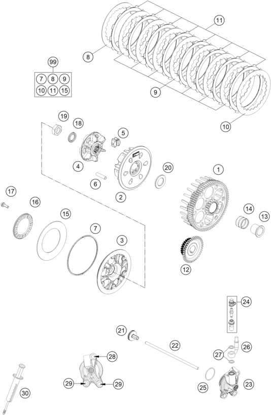 Sprängskiss: Clutch – KTM 250 SX 2026