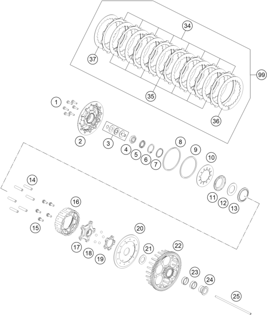 Sprängskiss: Clutch – KTM 450 SMR 2023