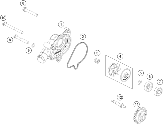 Sprängskiss: Water Pump – KTM 250 SX 2026