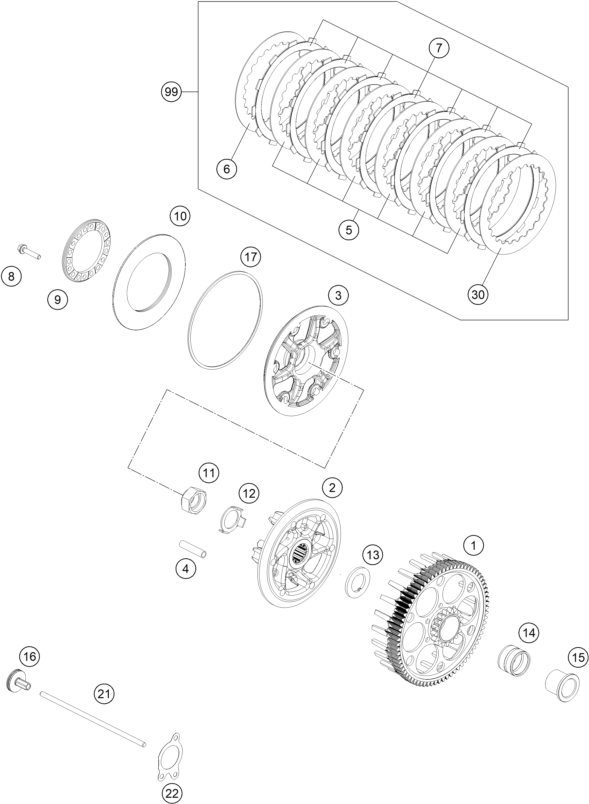 Sprängskiss: Clutch – KTM 250 EXC-F CKD 2023