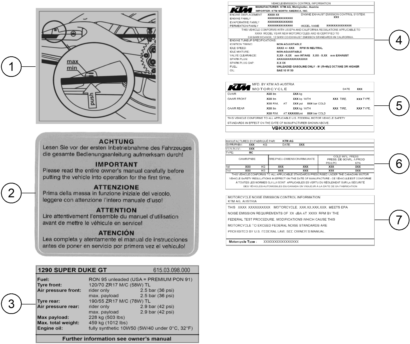 Sprängskiss: Technic Information Sticker – KTM 1290 SUPER DUKE GT, orange 2023
