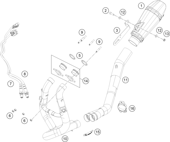 Sprängskiss: Exhaust System – KTM RC 8C 2023