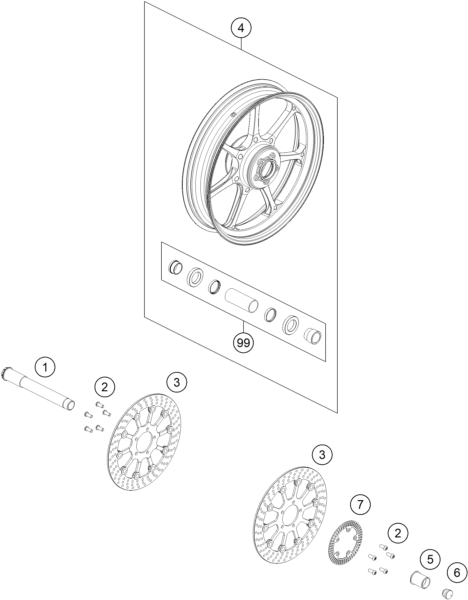 Sprängskiss: Front Wheel – KTM RC 8C 2023