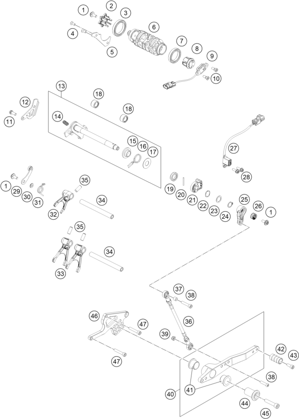 Sprängskiss: Shifting Mechanism – KTM RC 8C 2023