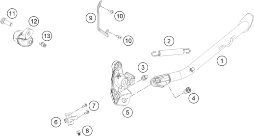 Sprängskiss: Side / Center Stand – KTM 790 ADVENTURE, orange - D.D. 2026