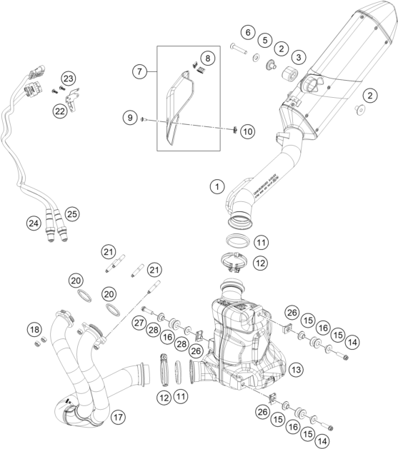Sprängskiss: Exhaust System – KTM 790 ADVENTURE R 2026