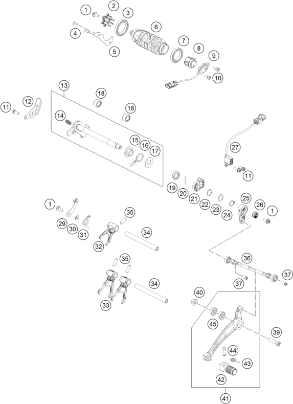 Sprängskiss: Shifting Mechanism – KTM 790 ADVENTURE, orange - D.D. 2026
