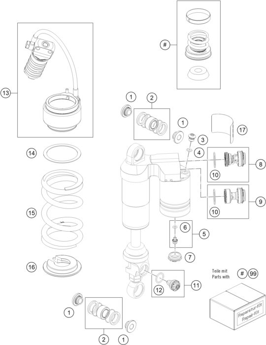 Sprängskiss: Shock Absorber Disassembled – KTM RC 8C 2023