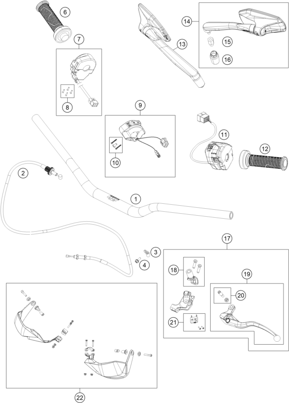 Sprängskiss: Handlebar, Controls – KTM 890 SMT 2026