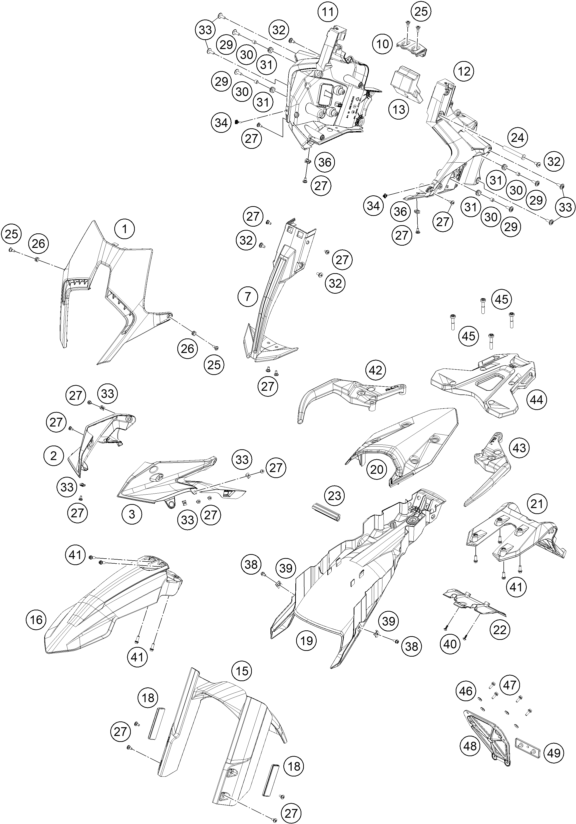 Sprängskiss: Mask, Fenders – KTM 890 SMT 2023