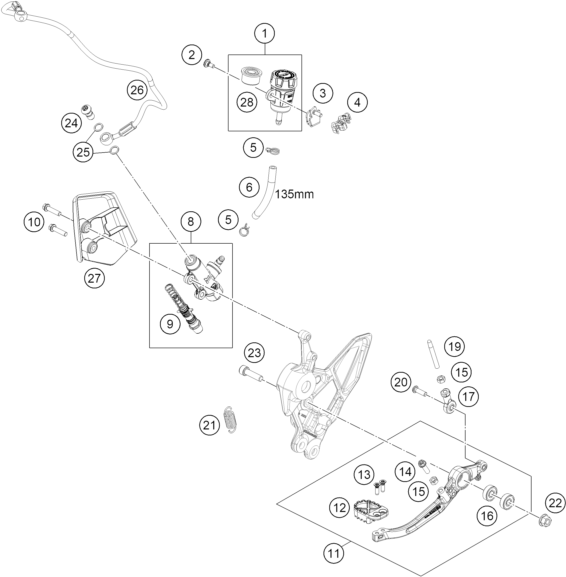 Sprängskiss: Rear Brake Control – KTM 890 SMT 2026