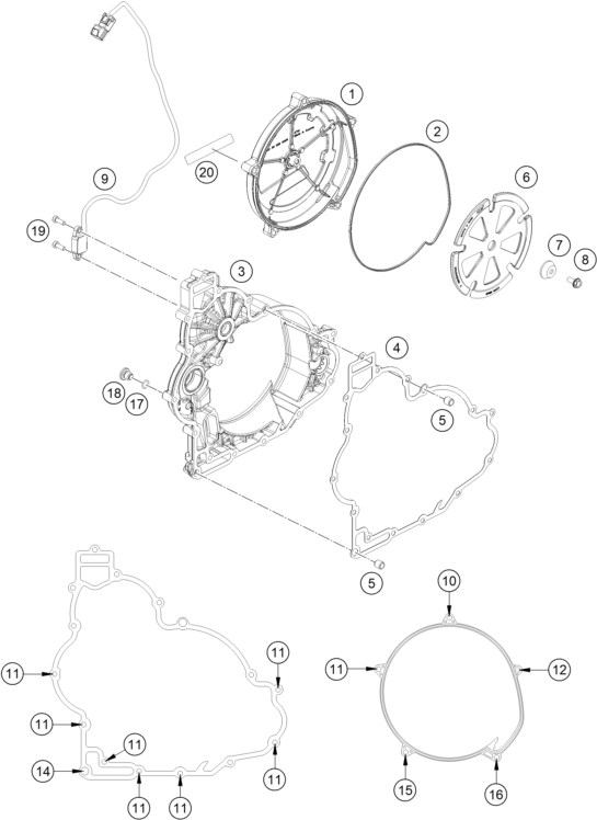 Sprängskiss: Clutch Cover – KTM 1290 SUPER ADVENTURE S, orange 2024