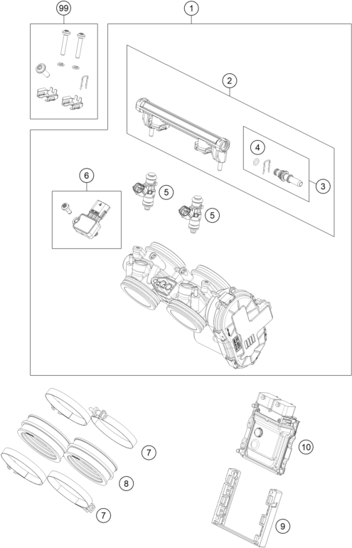 Sprängskiss: Throttle Body – KTM 790 ADVENTURE, orange - D.D. 2026