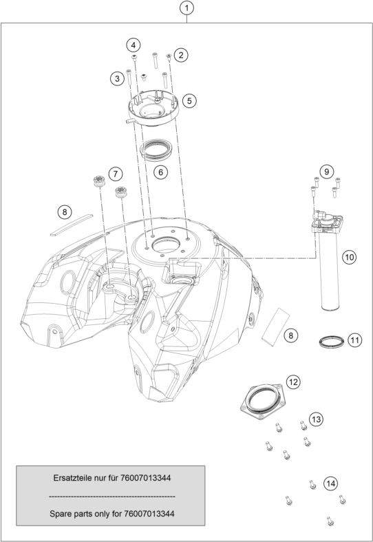 Sprängskiss: Tank, Seat – KTM 690 DUKE ORANGE ABS 2016