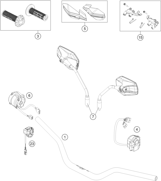 Sprängskiss: Handlebar, Controls – KTM 690 ENDURO R 2024