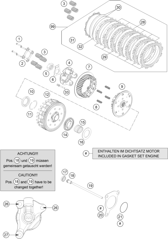 Sprängskiss: Clutch – KTM 690 SMC R 2024