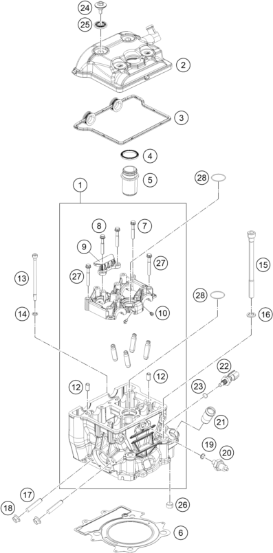 Sprängskiss: Cylinder Head – KTM RC 390, blue - B.D. 2024
