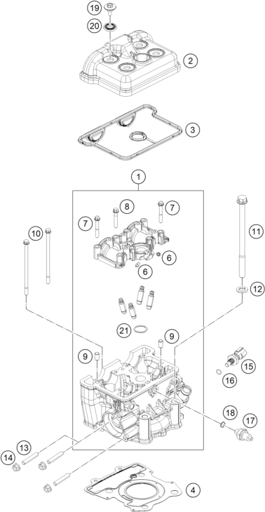 Sprängskiss: Cylinder Head – KTM 200 DUKE, blue, ABS-CKD 2026