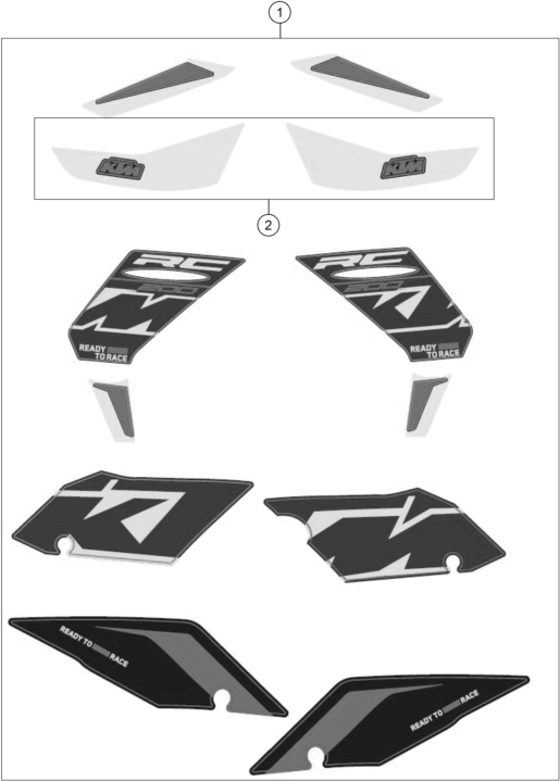 Sprängskiss: Decal – KTM RC 200, black - CKD 2024