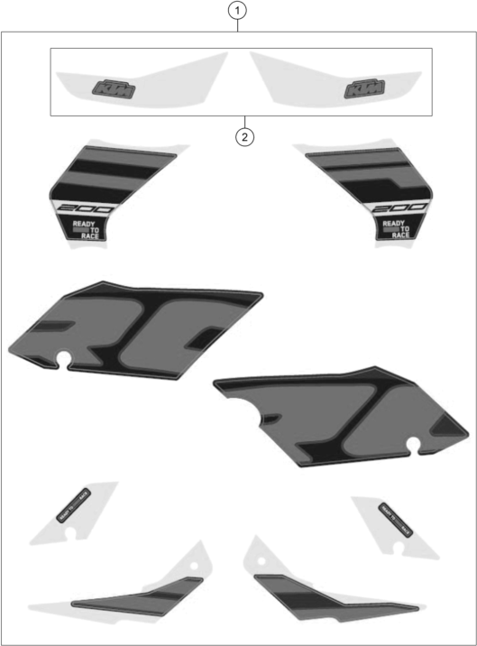 Sprängskiss: Decal – KTM RC 200, blue - CKD 2024