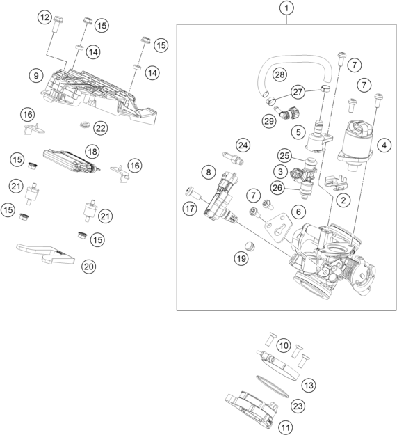 Sprängskiss: Throttle Body – KTM 250 ADVENTURE, blue - CKD 2024