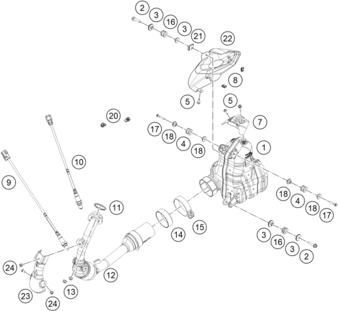 Sprängskiss: Exhaust System – KTM 125 DUKE, black - B.D. 2026