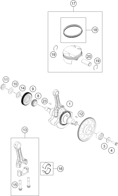 Sprängskiss: Crankshaft, Piston – KTM 125 ENDURO R - B.D. 2026
