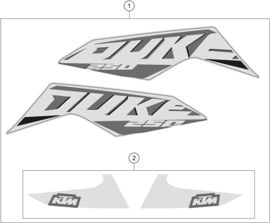 Sprängskiss: Decal – KTM 250 DUKE, white CKD 2024