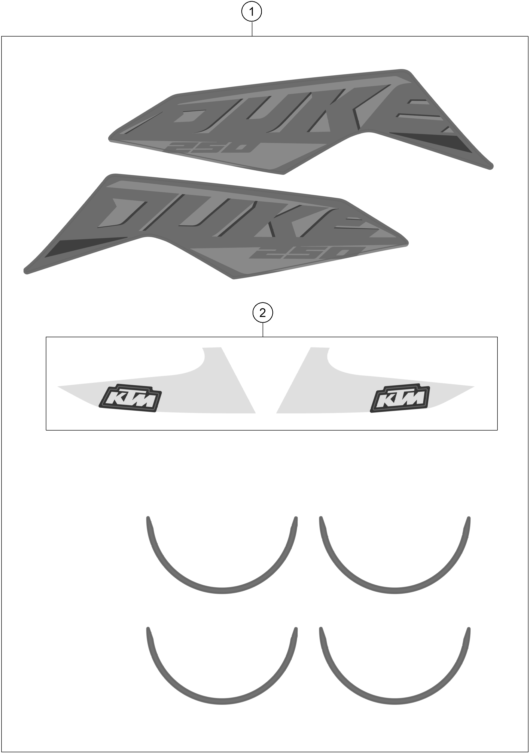 Sprängskiss: Decal – KTM 250 DUKE, orange CKD 2024